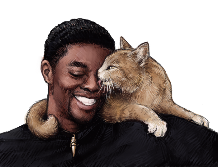 T'Challa and a cat